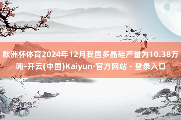 欧洲杯体育2024年12月我国多晶硅产量为10.38万吨-开云(中国)Kaiyun·官方网站 - 登录入口
